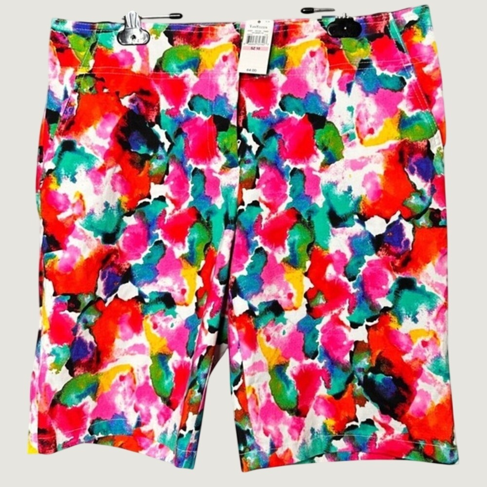 NWT IZOD GOLF Floral Multicolor Abstract Print Stretch Shorts 10 Outdoor Sport
